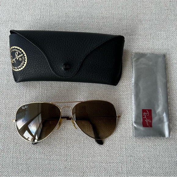 RAY-BAN Gold Aviator Sunglasses - Picture 14 of 14